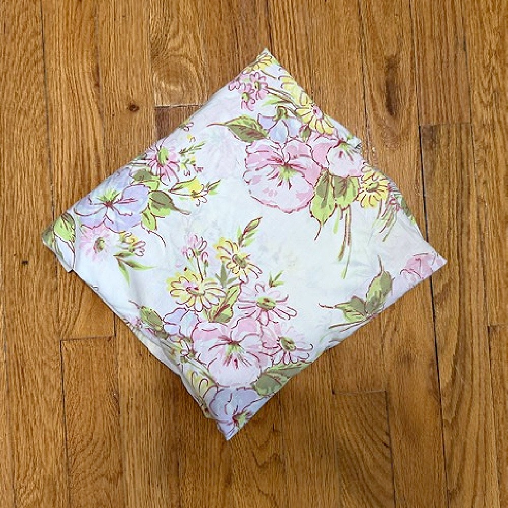 Vintage Twin Size fitted sheet cottagecore shabby chic floral pink , Pequot